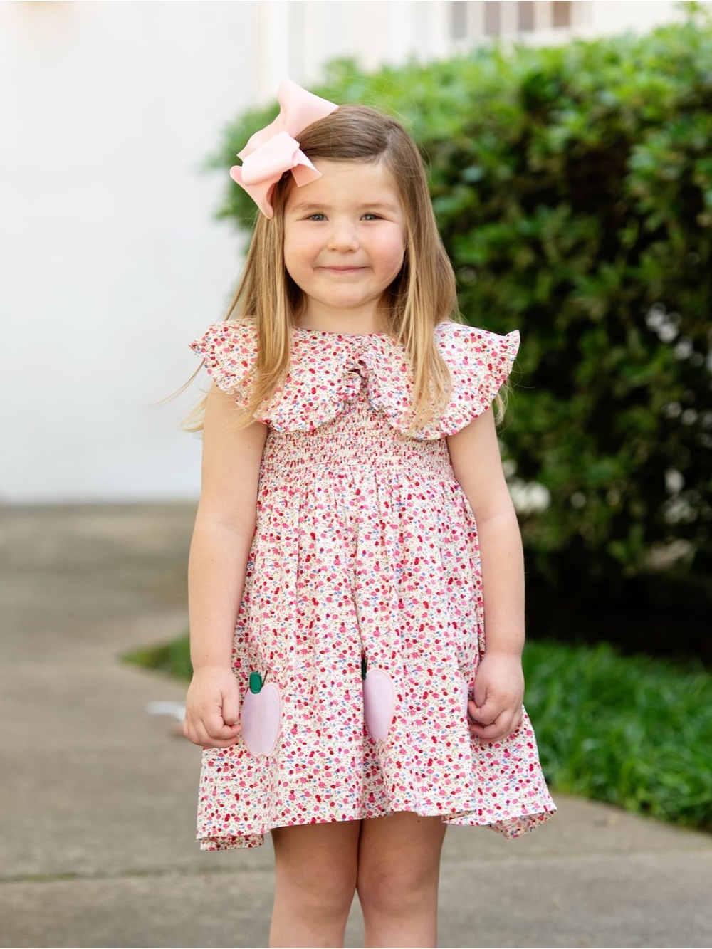 Back to school! Cecil & Lou Pink Liberty Applique Apple Dress &bloomers 🍎